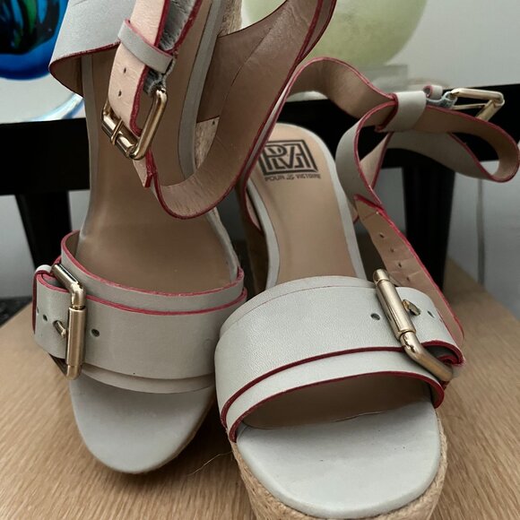 EUC Pour La Victoire Jaclyn Espadrille High Platform Wedge Leather (8) Brazilian - Picture 3 of 7